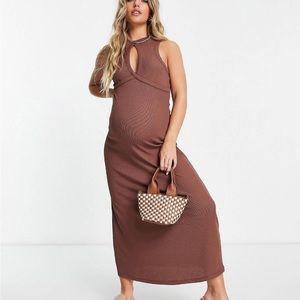 ASOS Design maternity midis dress is chocolate